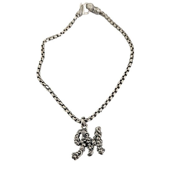 John Hardy Jewelry - John Hardy JAI Sterling Silver Letter Initial “M” Charm Box Chain Bracelet 8.5”